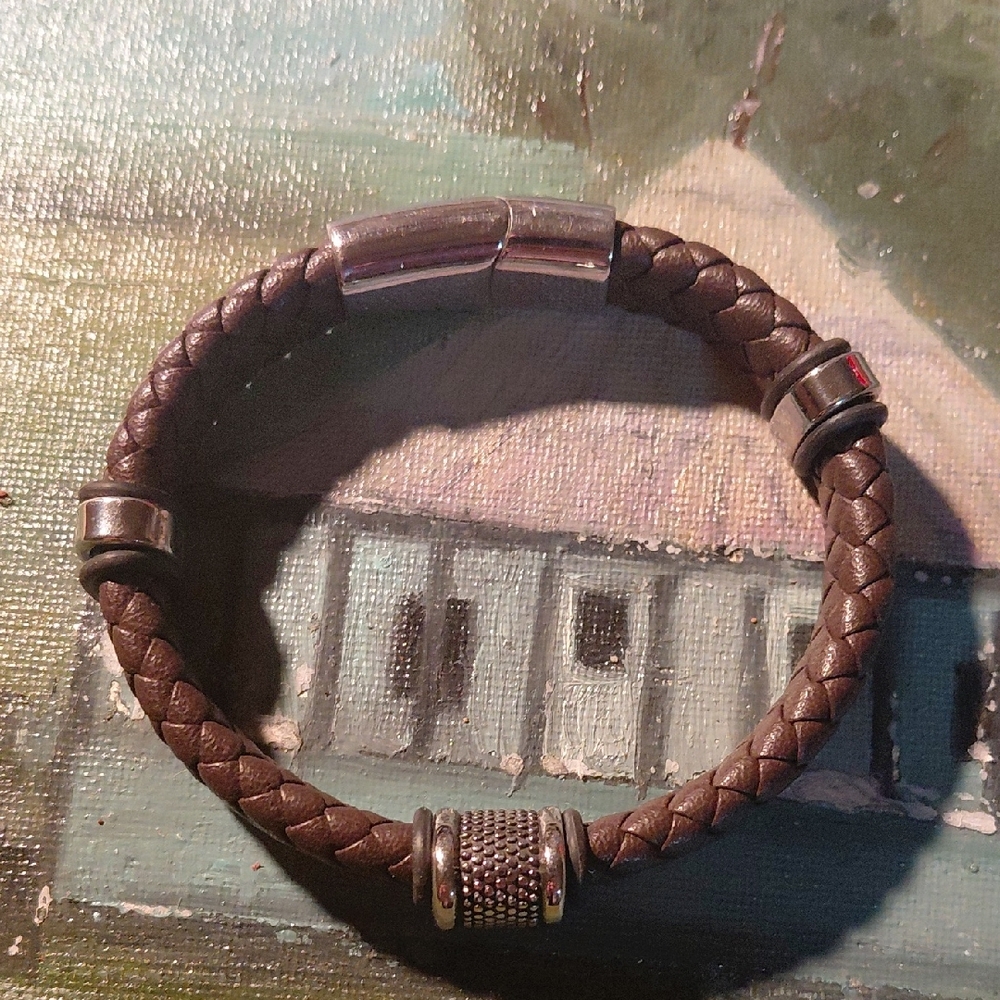 Claire's Brown Braided Bracelet with Silver Accents